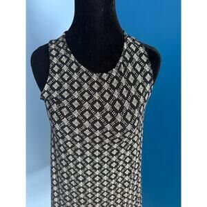 Old Navy Black White Printed Sleeveless Dress Women’s XS Knit Casual Midi